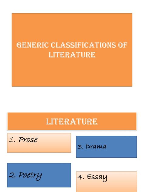 what are the generic classification of literature